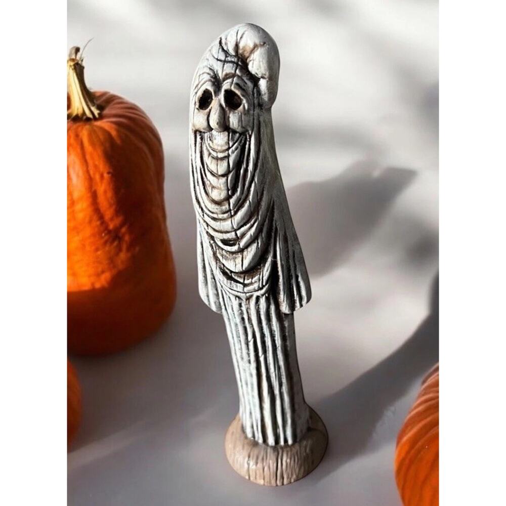 VINTAGE HANDMADE Ceramic Pencil Ghost Halloween Signed Rose Bud Creo Tuno 195339